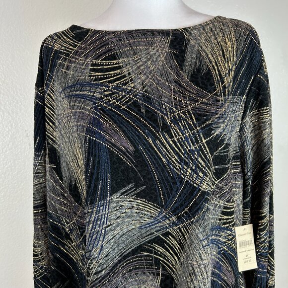 COLDWATER CREEK Women Size 2x Multicolor Crew Neck 3/4 Sleeve Blouse Beautiful - Picture 5 of 12